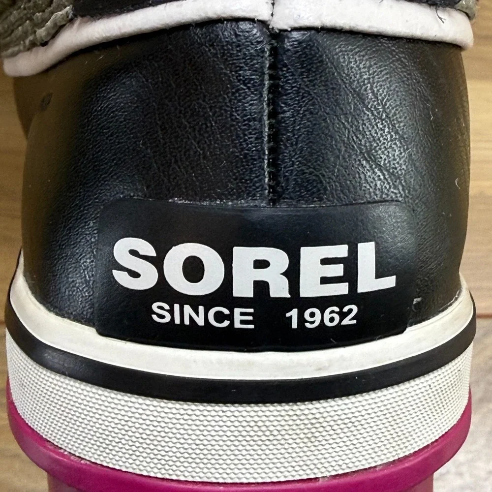 Sorel Tofino Nori Blush Snow‎ Boots Womens 7 Black Waterproof Faux Fur Tall